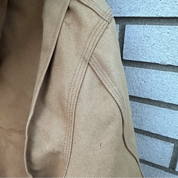 Vintage 90s Carhartt Tan Chore Jacket Detachable Hood Corduroy Collar Y2K - Picture 8 of 16